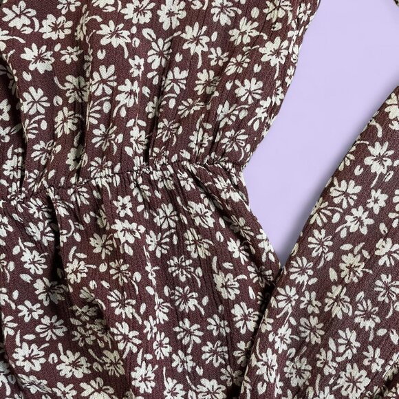 Final Touch Brown & White Floral Tie Blouse – Size Medium – Made in USA - Picture 5 of 6